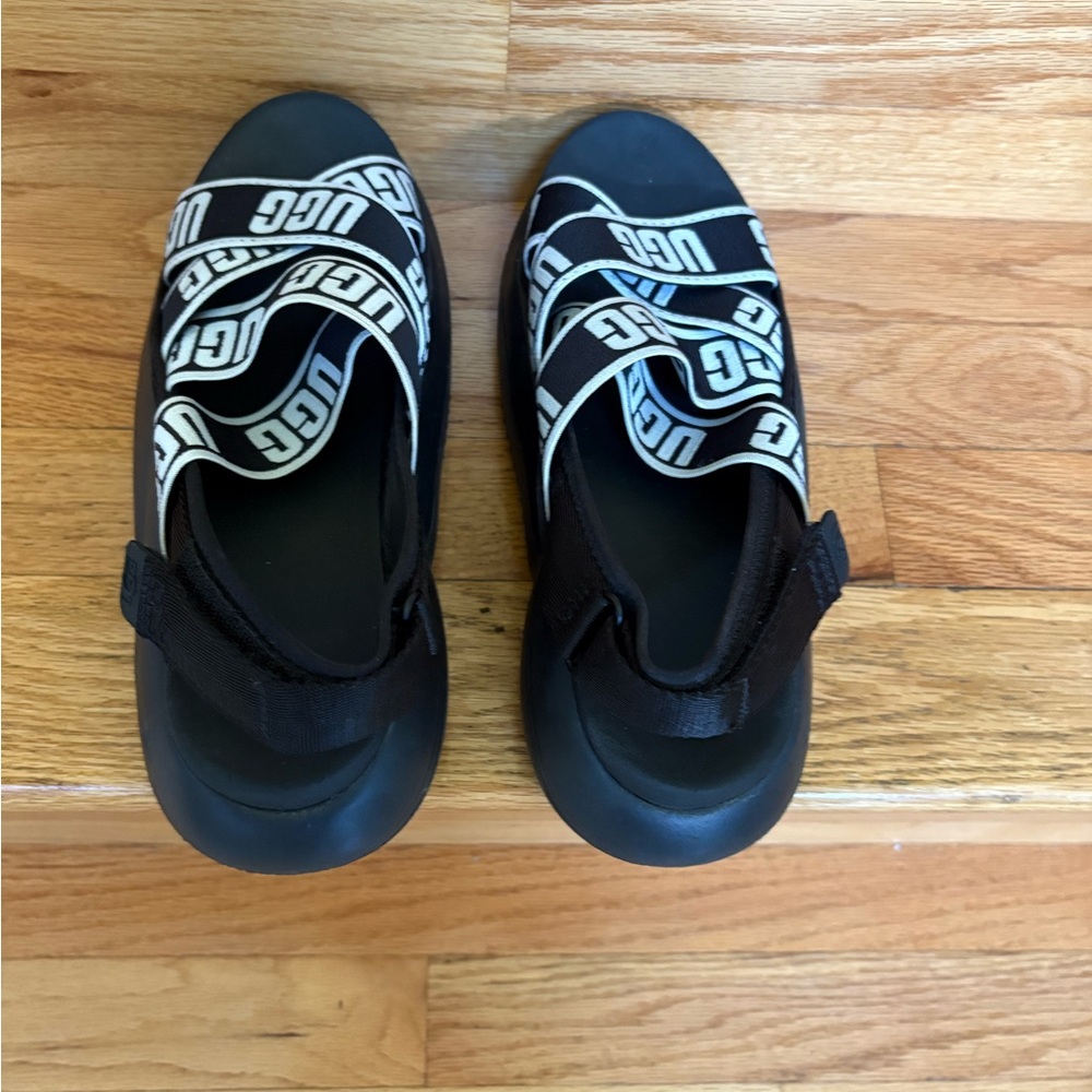 UGG Black and White Strappy Sandals